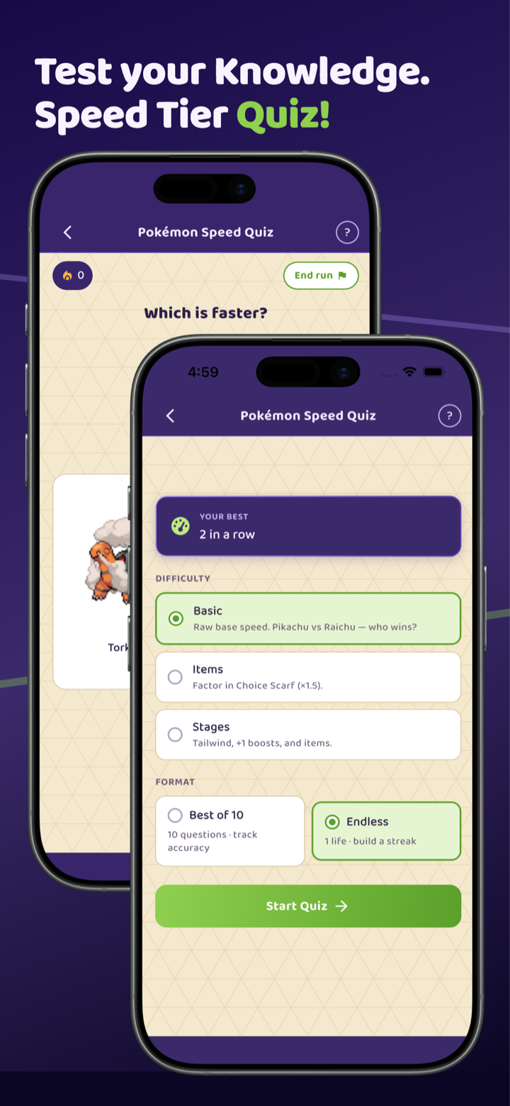 Pokémon speed quiz screen